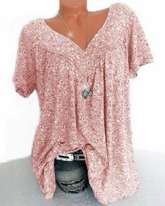 V-neck loose short-sleeved t-shirt