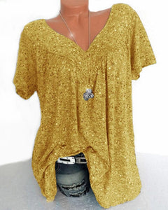 V-neck loose short-sleeved t-shirt