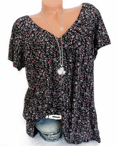 V-neck loose short-sleeved t-shirt