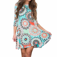 Load image into Gallery viewer, Sunflower Print Crew Neck Fashion Dress
