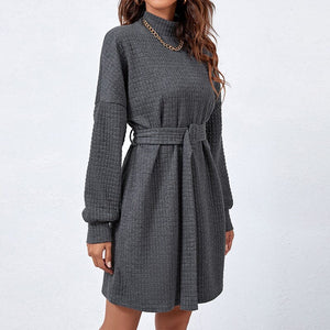 Long Sleeve Belt Dress