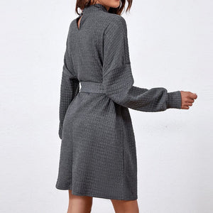 Long Sleeve Belt Dress