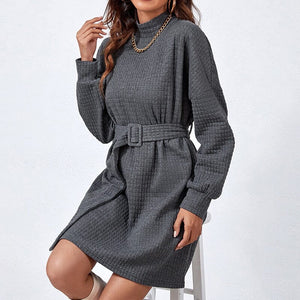 Long Sleeve Belt Dress