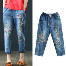 Load image into Gallery viewer, Retro Style Embroidered Loose Jeans
