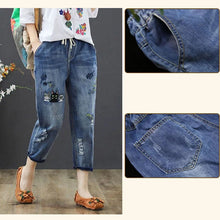 Load image into Gallery viewer, Retro Style Embroidered Loose Jeans
