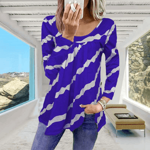 Striped Print Loose Long Sleeve T-Shirt