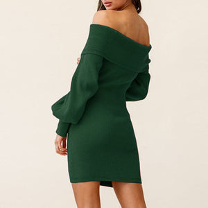 Balloon Sleeve Ribbed Dress