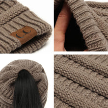 Load image into Gallery viewer, Soft Knit Ponytail Beanie
