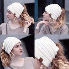 Load image into Gallery viewer, Soft Knit Ponytail Beanie
