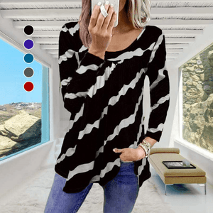 Striped Print Loose Long Sleeve T-Shirt