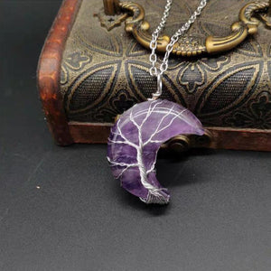 Tree of Life Crescent Moon Necklace