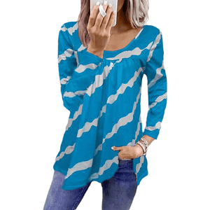 Striped Print Loose Long Sleeve T-Shirt