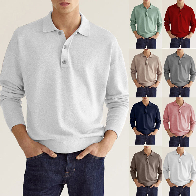 HYPAW Mens Polo Shirt Simple Casual Long Sleeve Tops Men Clothing (Color :  Coffee, Size : Medium) at  Men's Clothing store