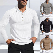 Load image into Gallery viewer, Stretch Vertical Long-sleeved Polo Sweater
