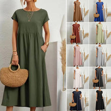 Load image into Gallery viewer, Long Round Neck A-line Dress
