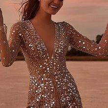 Load image into Gallery viewer, Sequined V-neck dress
