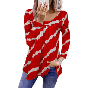 Striped Print Loose Long Sleeve T-Shirt