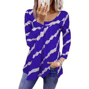 Striped Print Loose Long Sleeve T-Shirt