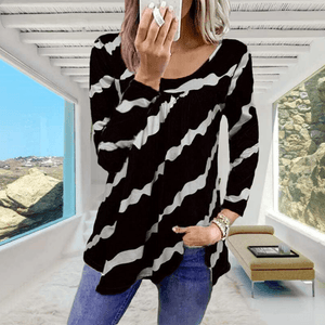 Striped Print Loose Long Sleeve T-Shirt