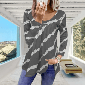 Striped Print Loose Long Sleeve T-Shirt