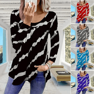 Striped Print Loose Long Sleeve T-Shirt