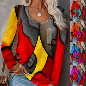 Casual Color Block Long Sleeve T-Shirt