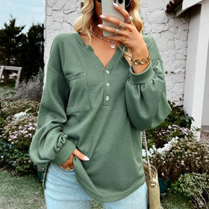 Casual Plain Pullover Blouses Basic Tops