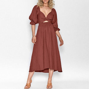 Lantern Sleeve Bandeau Dress