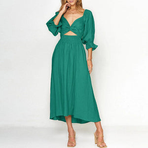 Lantern Sleeve Bandeau Dress