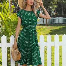 Load image into Gallery viewer, Green A line Spot Maxi Dress
